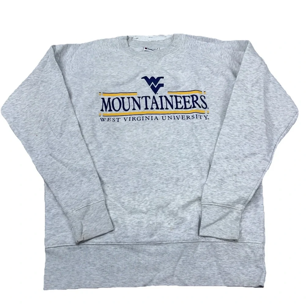 West Virginia Mountaineers Sweatshirt Men Medium Crew Neck Sweater WVU Sewn A03*